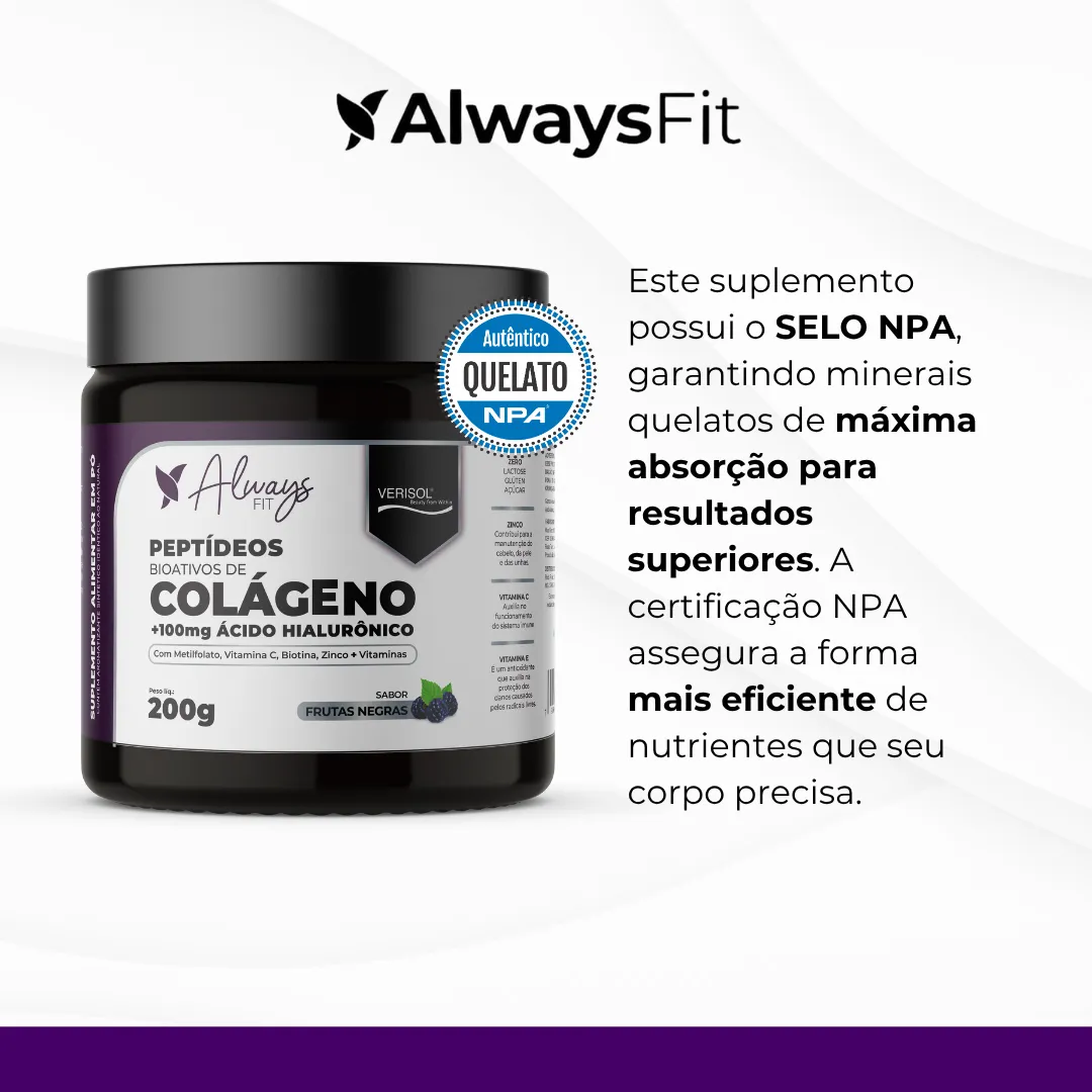 Colágeno Verisol Peptídeos Bioativos, 100mg Ácido Hialurônico, Metilfolato, Fibras + Vitaminas e Minerais - Image 4