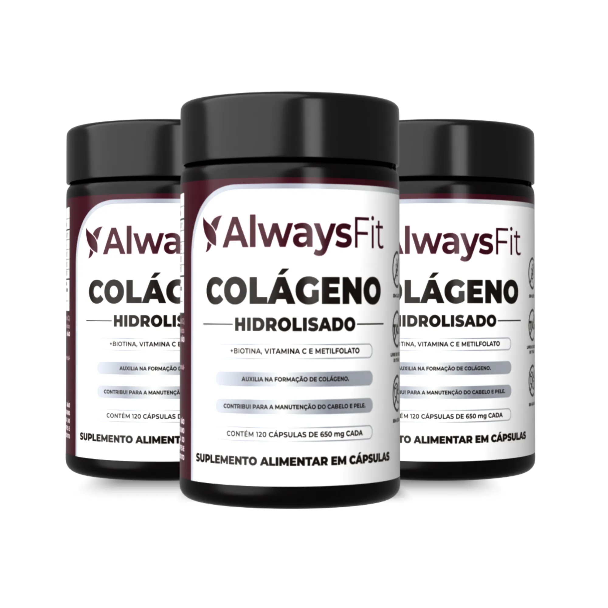 Colágeno Hidrolisado com Biotina, Metilfolato (B9) e Vitamina C - 120 Cápsulas - Image 2