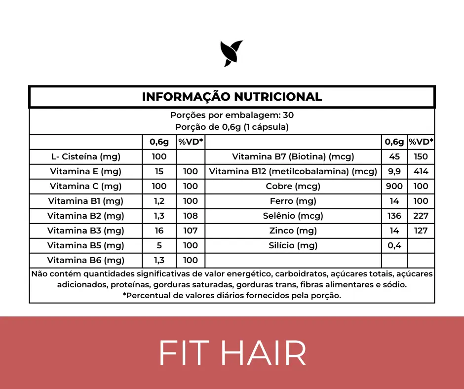 FitHair® - Biotina, Zinco, Ferro, Cobre, Cisteína e + Vitaminas - 30 Cápsulas - Image 4