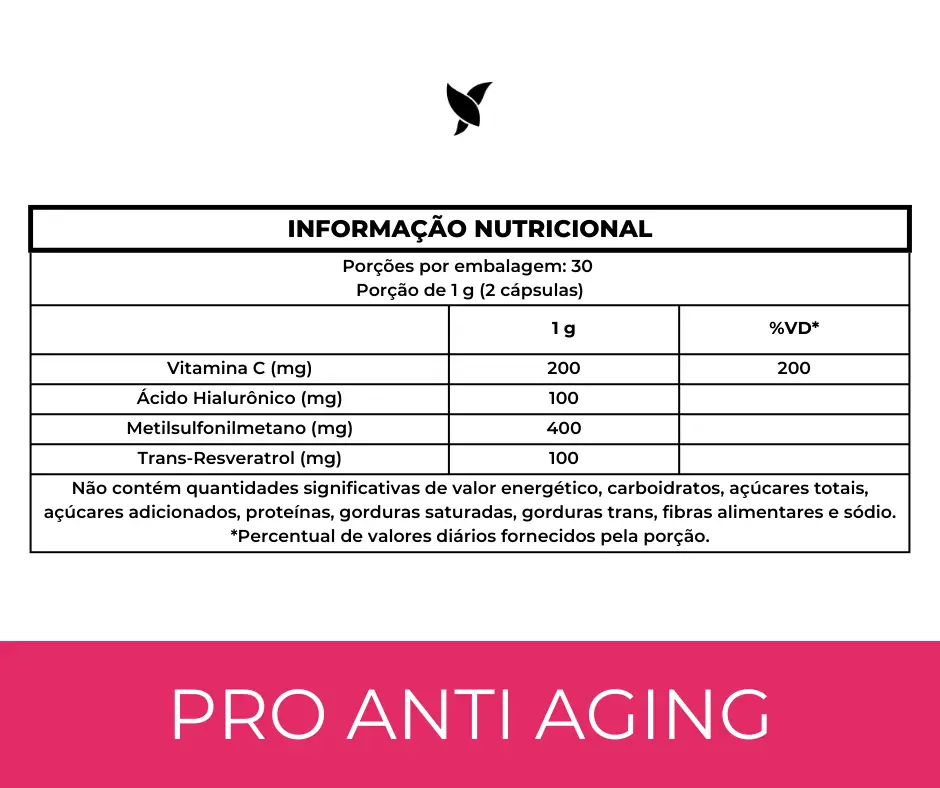 Pro Anti-Aging - Ácido Hialurônico, Trans-Resveratrol, Vitamina C e MSM - 60 Cápsulas - Image 4