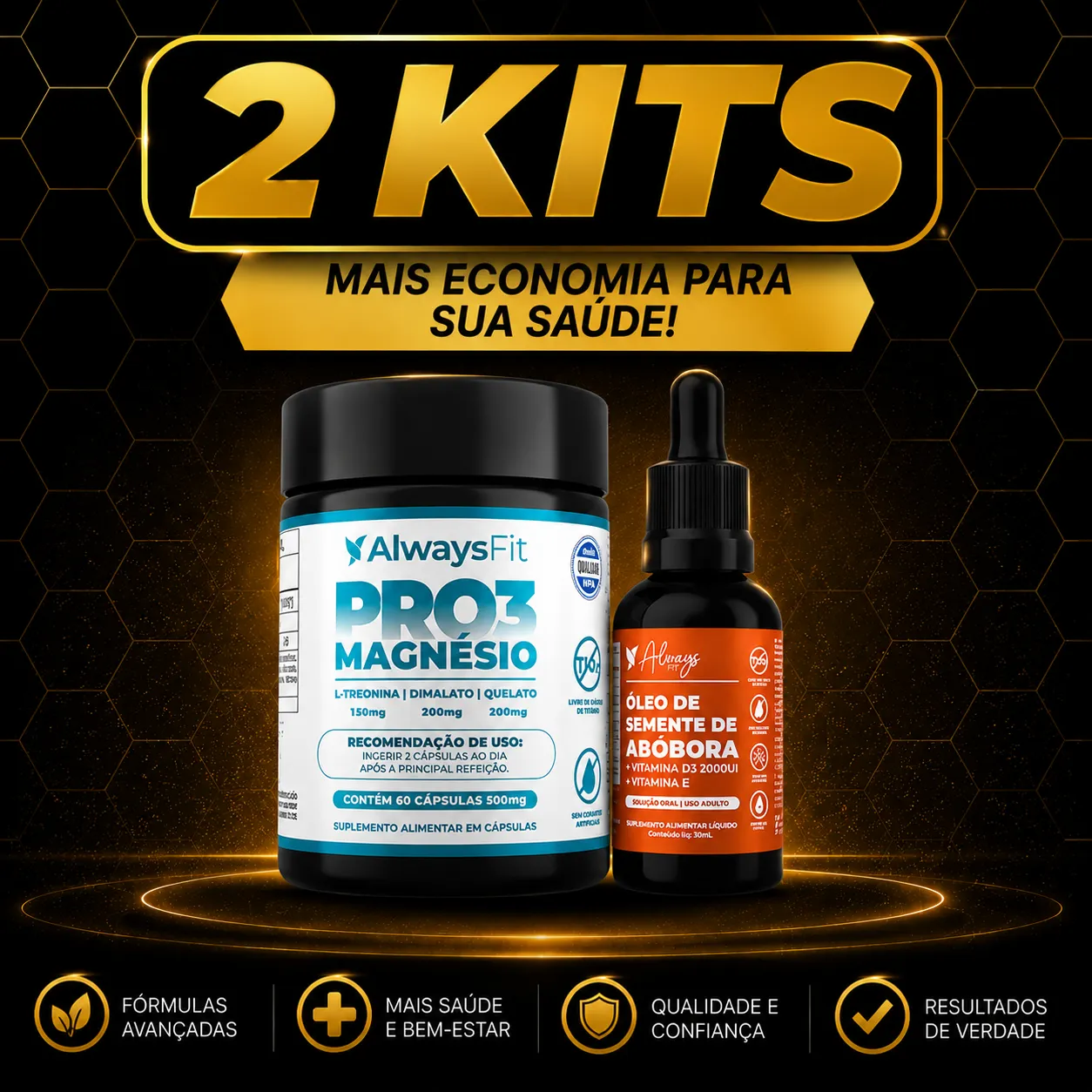 Kit Always Fit – PRO3 Magnésio + Óleo de Semente de Abóbora - Image 2