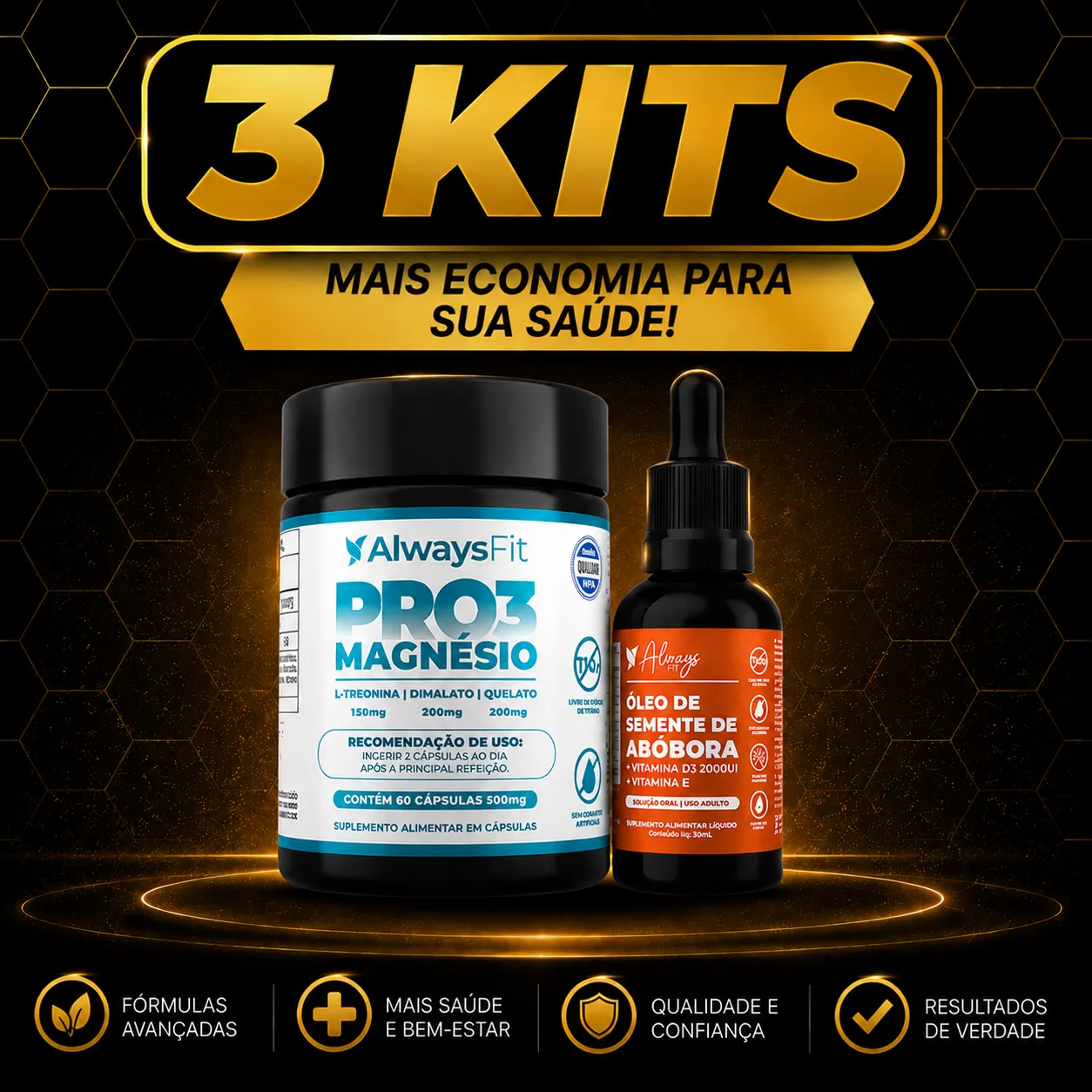 Kit Always Fit – PRO3 Magnésio + Óleo de Semente de Abóbora - Image 3