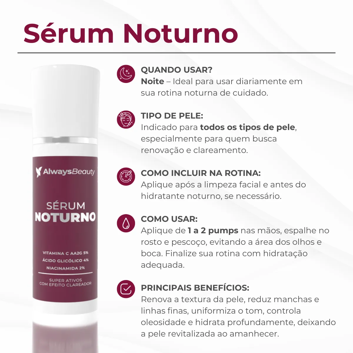 Sérum Noturno 3 em 1 (Ácido Glicólico, Niacinamida e Vit C) 30ml - Image 2
