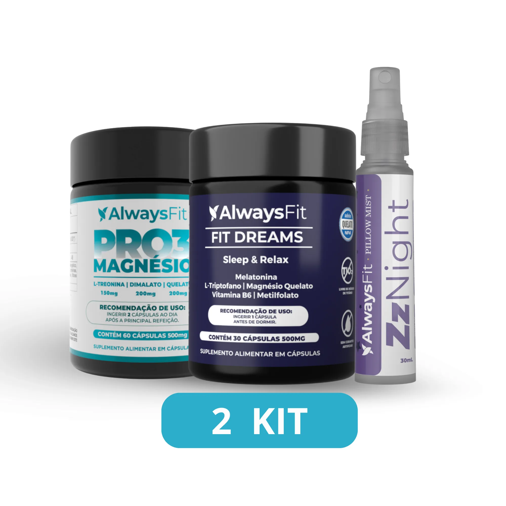 Kit dos Sonhos Always Fit – Pro3 Magnésio + FitDreams + ZzNight Pillow Mist - Image 2