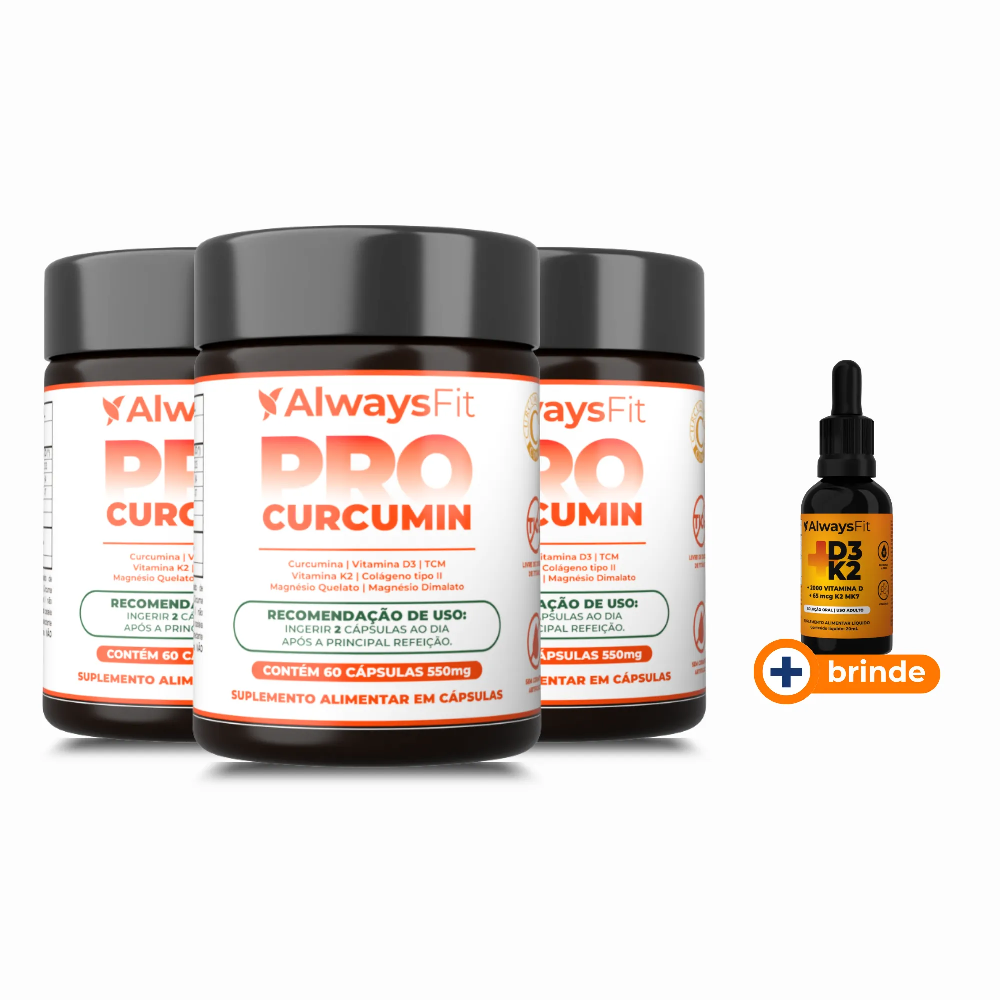 ProCurcumin C3 Complex® - Curcumina (Cúrcuma), Vitamina D3, K2, Magnésio, Colágeno Tipo 2 e TCM - 60 Cápsulas - Image 6