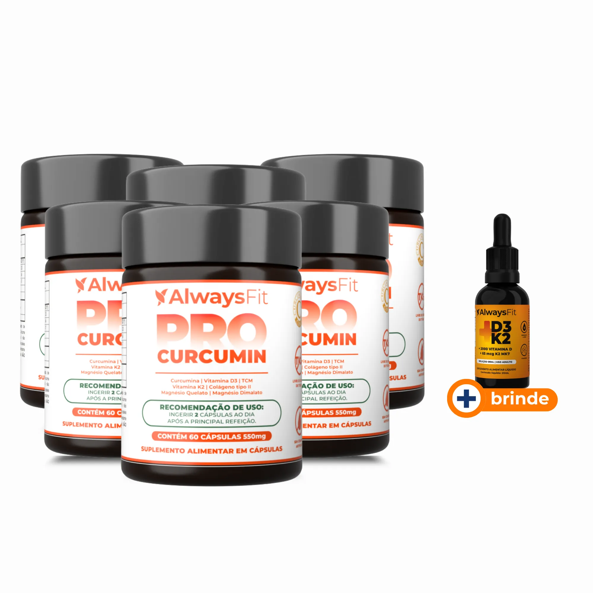 ProCurcumin C3 Complex® - Curcumina (Cúrcuma), Vitamina D3, K2, Magnésio, Colágeno Tipo 2 e TCM - 60 Cápsulas - Image 8